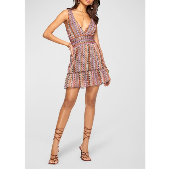 Ramy Brook Dresses & Skirts - Women's Ramy Brook Mini Dress Size 8 Orange Pink Zigzag